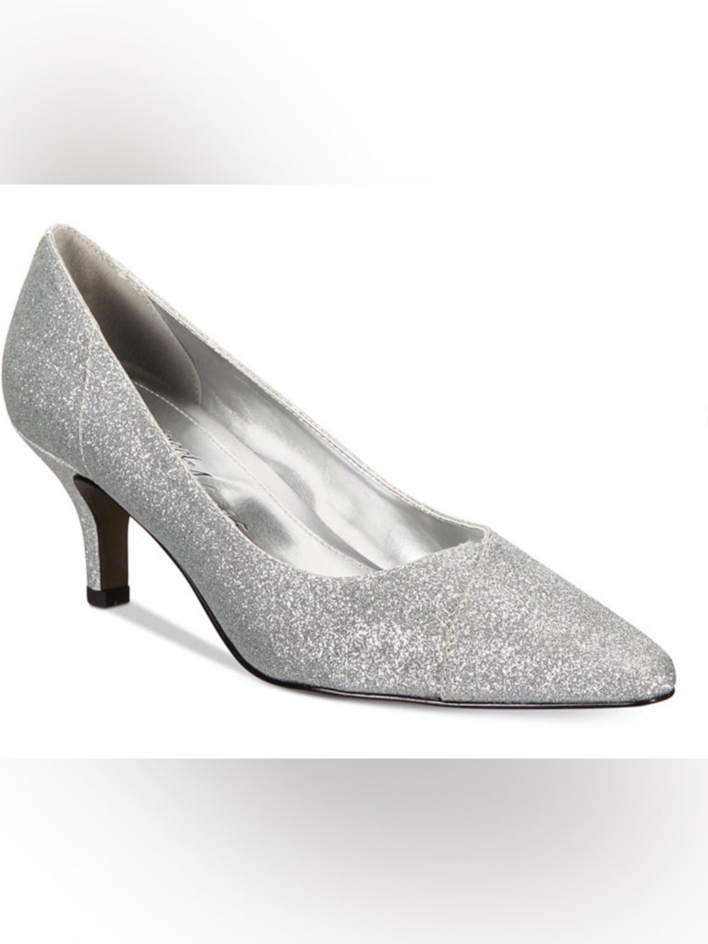 Easy Street Alive @ 5 Chiffon Silver Glitter Pointed Toe Pumps - Size 9 (NIB)